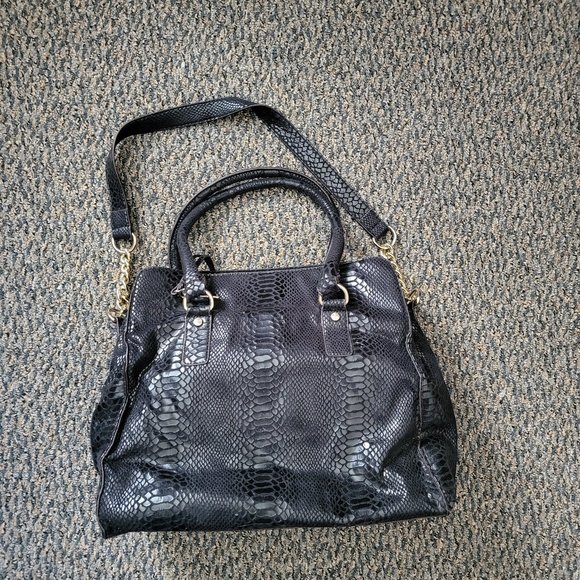 Michael Kors Hamilton Satchel Python Black and Gold Lock and Key - Picture 15 of 16